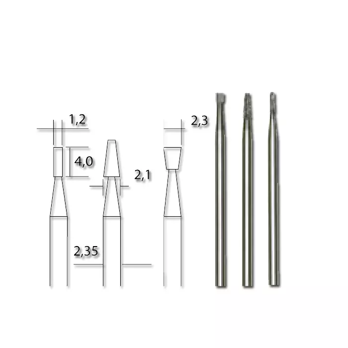 Kovametallijyrsinteräsarja 3-osaa - Micromot poraus- ja jyrsintäterät - 28752 - 1