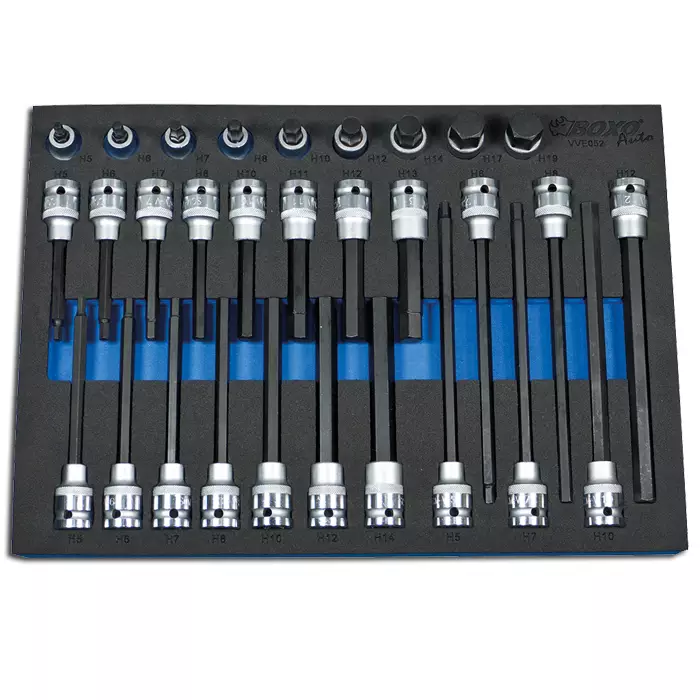 Kuusiokolokärkisarja 1/2" 30-osaa 5-19 mm - Erikoistyökalut työkaluvaunuun - 291-BE052 - 1