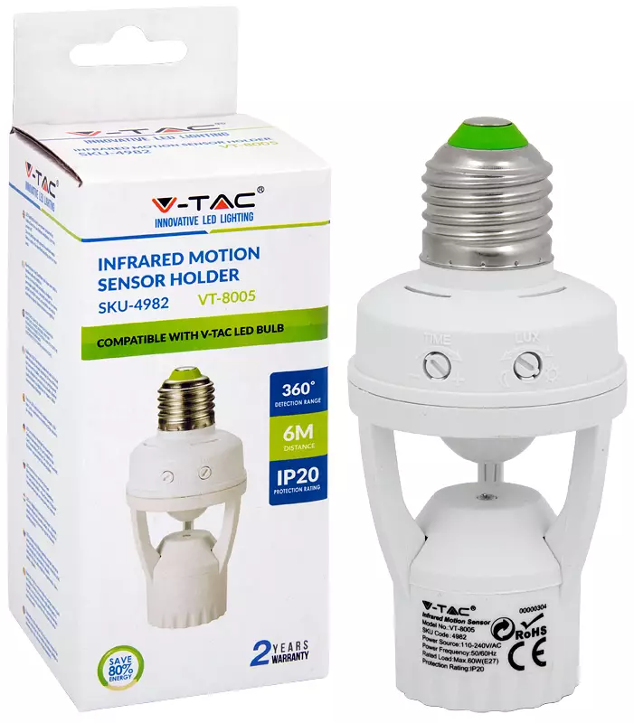 Liiketunnistin hämäräkytkin E27 kanta - Valotelineet ja tarvikkeet - LED4982 - 1