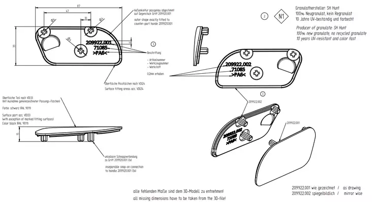 Turvakytkimen Knott kahvan suojalevypari - Vetopää ja -koukku tarvikkeet - 209922 - 1