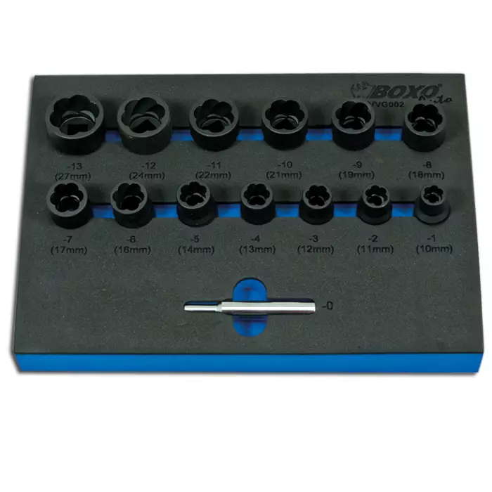 Vastakierrehylsysarja 1/2" 14-osaa 10-27mm Boxo - Kierretyökalusarjat - 291-BG002 - 1