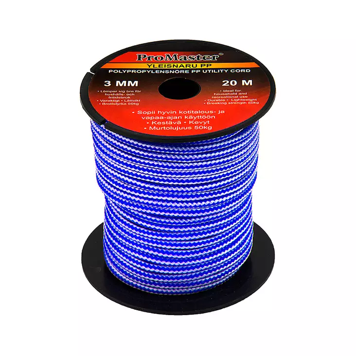 Yleisnaru PP 3 mm x 20 m sininen - Köydet, narut ja vaijerit - C5762 - 1