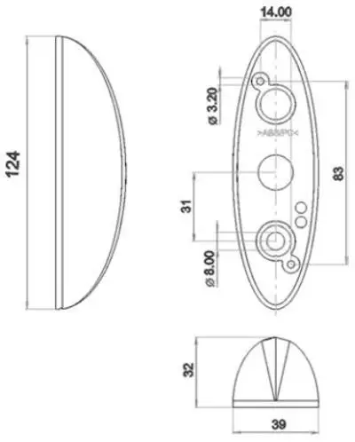 Äärivalo 124x39mm painettava lasi Punainen/valkoinen - Äärivalot - 09003363 - 2