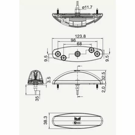 Aspöck Flexipoint II Led pun/valk 12v äärivalo - Äärivalot - 0900963 - 2