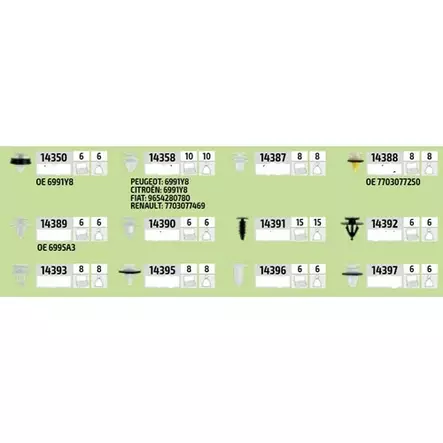 JBM Peugeot Citroen Korikiinnikelajitelma 93-osaa - Korikiinnikkeet - 50-53713 - 2