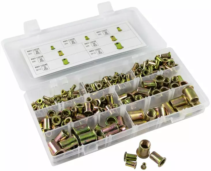 JBM niittimutterilajitelma M3-M12 235-osaa - Pientarvikevalikoimat - 50-52703 - 1