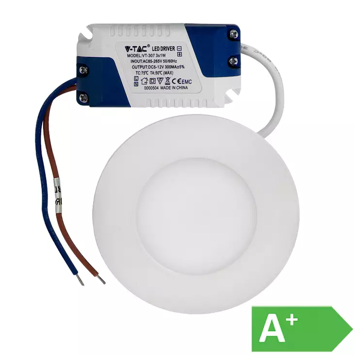 LED-paneeli 3W pyöreä 84 mm 4500K - LED-sisävalot - LED6293 - 1