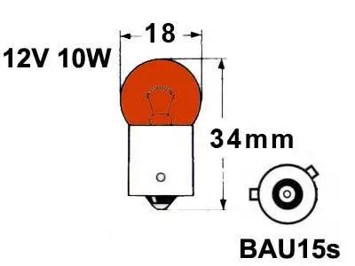 POLTTIMO AUTOLINE 12V 10W RY10W BAU15S AMBER MP PIKKUKUPU - Auton polttimot - 12093 - 1