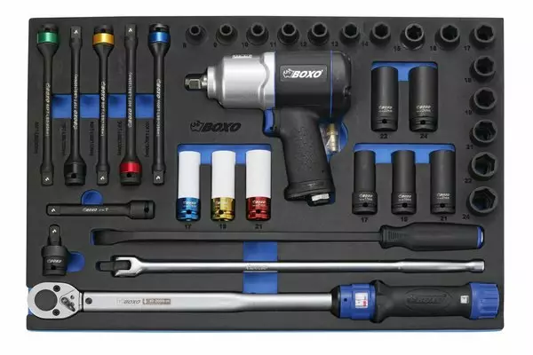 Pulttipyssy-, Hylsy,- ja Momenttisarja 1/2" Boxo - Työkalumoduulit työkaluvaunuihin - 284-BX073 - 1