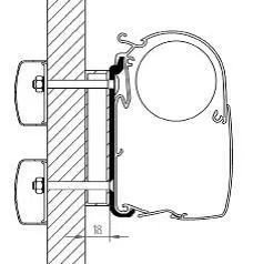 Thule markiisikiinnike Globebus 3,5 m Omnistor: 5200 / 8000 / 4900 - Kattokiinnikkeet markiisiin - 308003 - 1