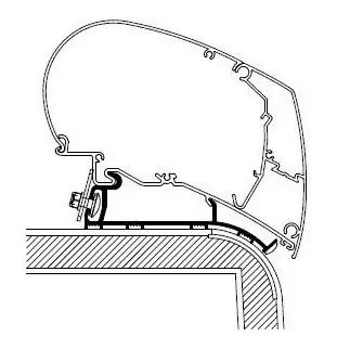 Thule markiisikiinnike Hymer 2013 Nova 4,50 m Omnistor: 9200 / 6300 / 6200 - Kattokiinnikkeet markiisiin - 306953 - 1