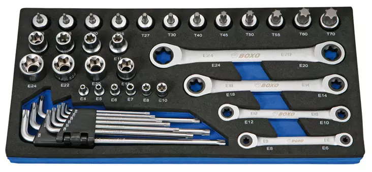 Torx-sarja 1/4" & 1/2" Boxo vaunuun - Työkalumoduulit työkaluvaunuihin - 284-BX033 - 1