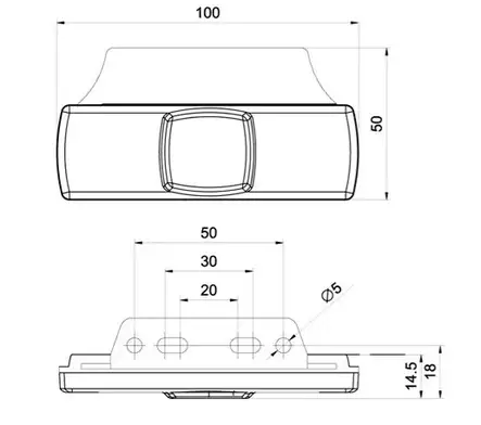 Etuäärivalo valkoinen Fristom kulmakiinnikkeellä 12-36V - Äärivalot - 0900954 - 2