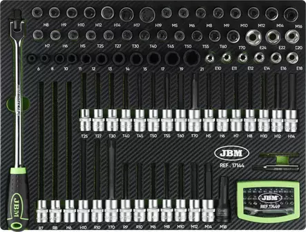 JBM 1/2" kärkihylsysarja 111 osaa, 560mm foam - Työkalumoduulit työkaluvaunuihin - 50-17144 - 1