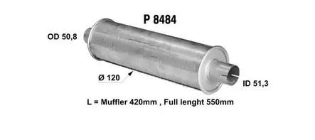 Yleismallin Äänenvaimennin 120x420 - Vaimentimet ja putket - 096-8484 - 1