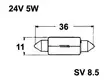 Polttimo 24V 5W 11x38 mm - Auton polttimot - 13844 - 1