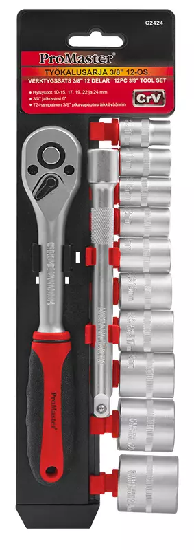12-osainen hylsysarja 3/8" vääntiöllä - Hylsysarjat - C2424 - 2