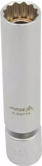 Asta 3/8" 12-kulma nivelletty sytytystulppahylsy magneetilla 14mm 92mm - Hylsyt - ASTA-SSP14 - 1