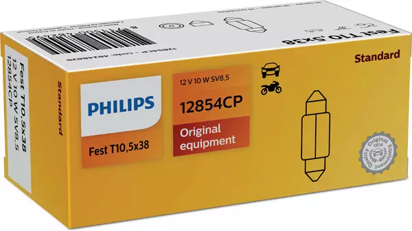 Autolamppu Philips T10,5X38 12V 10W SV8,5 - Auton polttimot - 100-12854 - 1