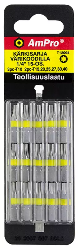 Kärkisarja Torx 15-Os. Värikoodilla - Työkalusarjat - T12094 - 1