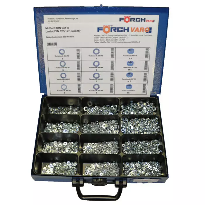 Laatta ja Mutteri lajitelma DIN125/127/934 - Pientarvikevalikoimat - 698-9010014 - 1