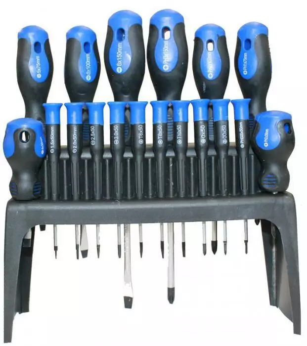 Ruuvimeisselisarja 18-os. + teline - Ruuvitaltat - 1554 - 1