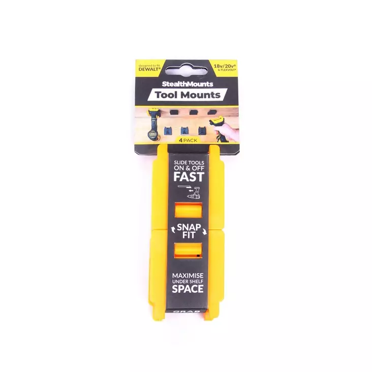Koneenpidike DEWALT rungolle 4kpl StealthMounts - StealthMounts työkalupidikkeet - TM-DW18-YLW-4 - 1