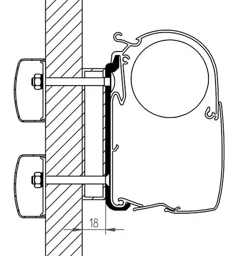 Thule markiisikiinnike Globebus 2x 8 cm + 2x 40 cm - 8000 - Seinäkiinnikkeet markiisiin - 308004 - 1