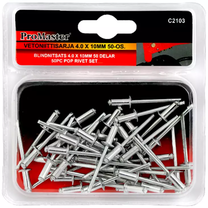 Vetoniittisarja 4.0 X 12mm 50kpl - Vetoniittityökalut - C2104 - 1