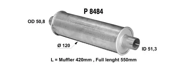 Yleismallin Äänenvaimennin 120x420 - Vaimentimet ja putket - 096-8484 - 1