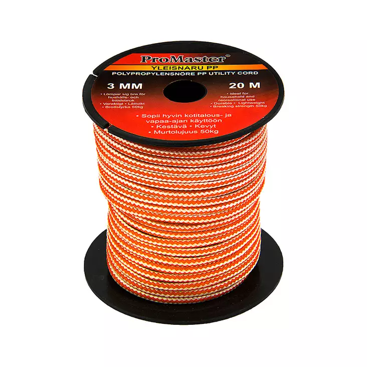 Yleisnaru PP 3 mm x 20 mm oranssi - Köydet, narut ja vaijerit - C5764 - 1