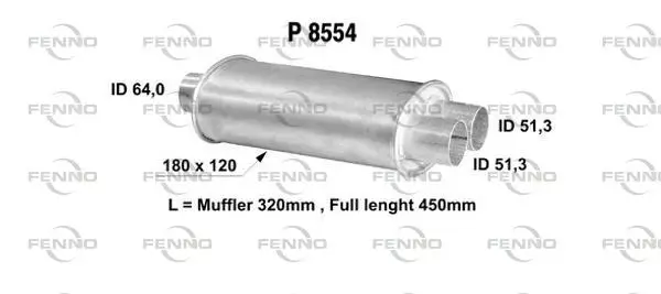 Yleisvaimennin 64/51/51 mm TT - Vaimentimet ja putket - FEN-P8554 - 1