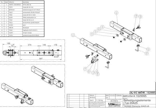 AMC Vario palkkikiinnitys AL-KO150KG 20A24 20A2400000 - Tukijalat ja nurkkatuet - 1629995 - 1