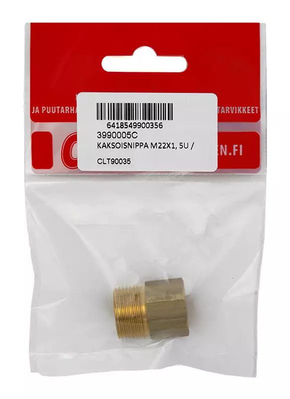 Clen kaksoisnippa M22x1, 5U - 3/8"S messinki - Clen painepesuriliittimet - CLT90035 - 1