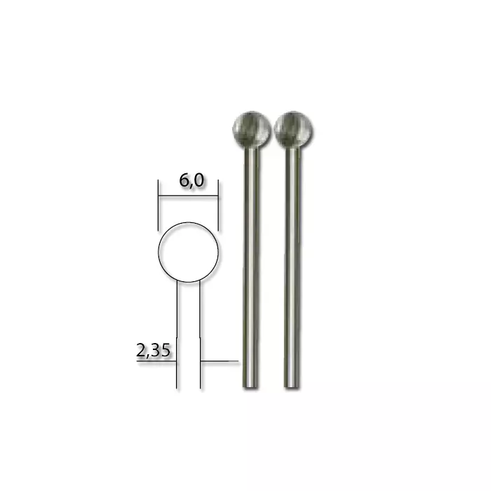 Jyrsintäpuikko 6,0 mm pallo 2 kpl - Micromot poraus- ja jyrsintäterät - 28725 - 1