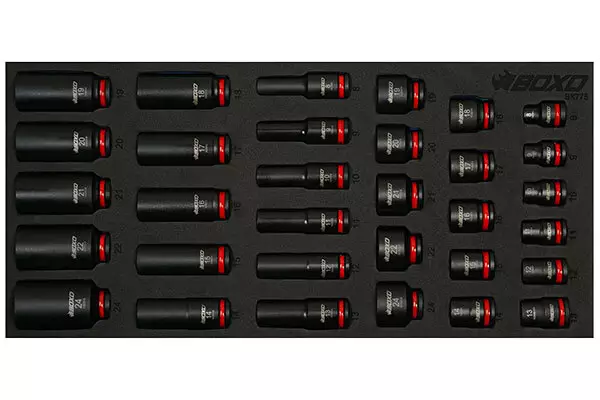 Konehylsysarja 3/8” lyhyet & pitkät, 32 osaa - Työkalumoduulit työkaluvaunuihin - 284-BX775 - 1