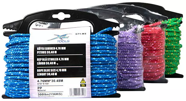 Köysi 4 eri väriä 4,76mm Pituus 30,48M - Köydet, narut ja vaijerit - 671-K5 - 1