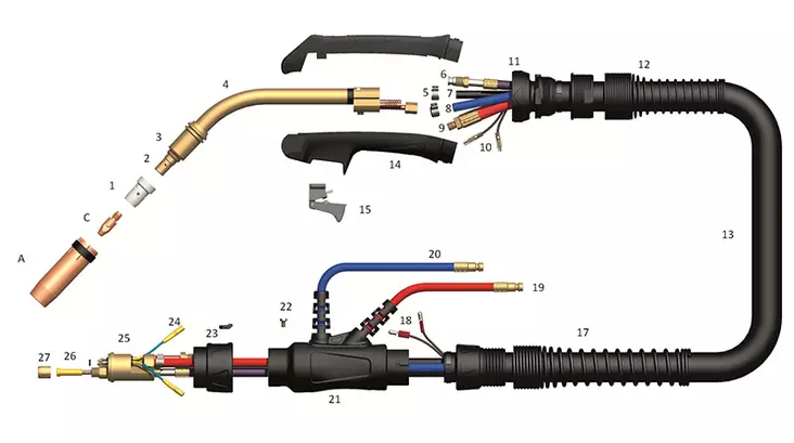 MIG poltin 500AW-3M - MIG/MAG-polttimet ja kulutusosat - WA67245 - 1