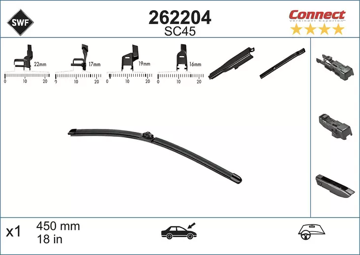 NLS EI KORVAAVAA SWF MULTICLIP FLATBLADE 45CM - Pyyhkijänsulat - SC45 - 1