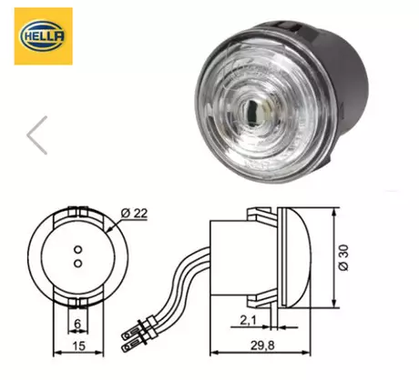Seisontavalo upotettava pyöreä Ø30mm,+johto 180mm 8638 - Äärivalot - 0900375 - 1