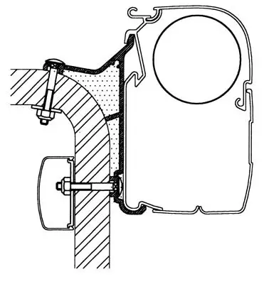 Thule kiinnityssarja Hymer B2 5,5 m Omnistor: 5200 / 8000 / 4900 - Seinäkiinnikkeet markiisiin - 307975 - 1