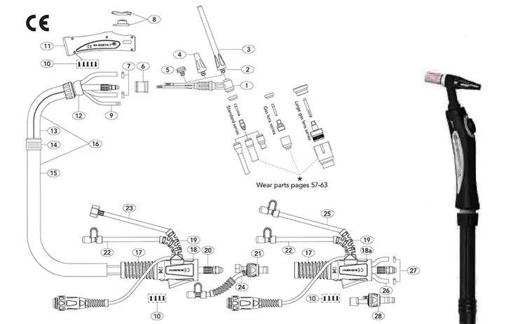 TIG POLTIN-WP20S-320A-W-4M - TIG-polttimet ja kulutusosat - WA65395 - 1