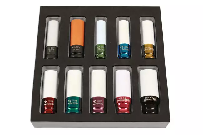 Vannehylsysarja LASER 10-osaa 1/2" - Vannehylsyt ja momenttisauvat - 258-7125 - 1