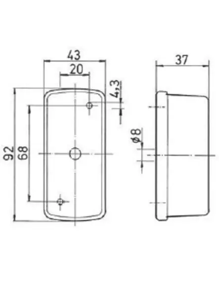 Äärivalo pu/va 42x92mm painettava Punainen/valkoinen SPL 07 r/w - Äärivalot - 0900336 - 2