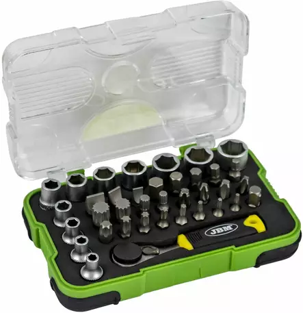 JBM 1/4” MINI RÄIKKÄ- JA HYLSYSARJA 38 OSAA - Hylsysarjat - 50-53156 - 1