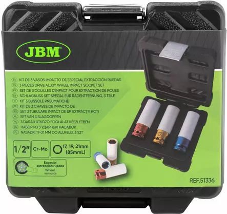 JBM ALUVANNEHYLSYSARJA 1/2" 3-OSAA - Vannehylsyt ja momenttisauvat - 50-51336 - 2