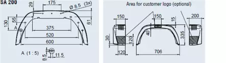 Lokasuoja AL-KO muovi 200X706mm AL-KO Lokasuoja 1-akselinen SA 200 - Lokasuojat - 1259576 - 2