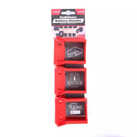 Akunpidike Milwaukee M18 6kpl StealthMounts - StealthMounts työkalupidikkeet - BM-MW18-RED-6 - 1