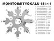 Monitoimityökalu 18 in 1 snowflake avaimenperä - Hylsysarjat - 2526 - 2