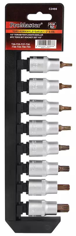 8 osainen TORX-Kärkihylsysarja 1/2" vääntiöllä - Hylsysarjat - C2466 - 2